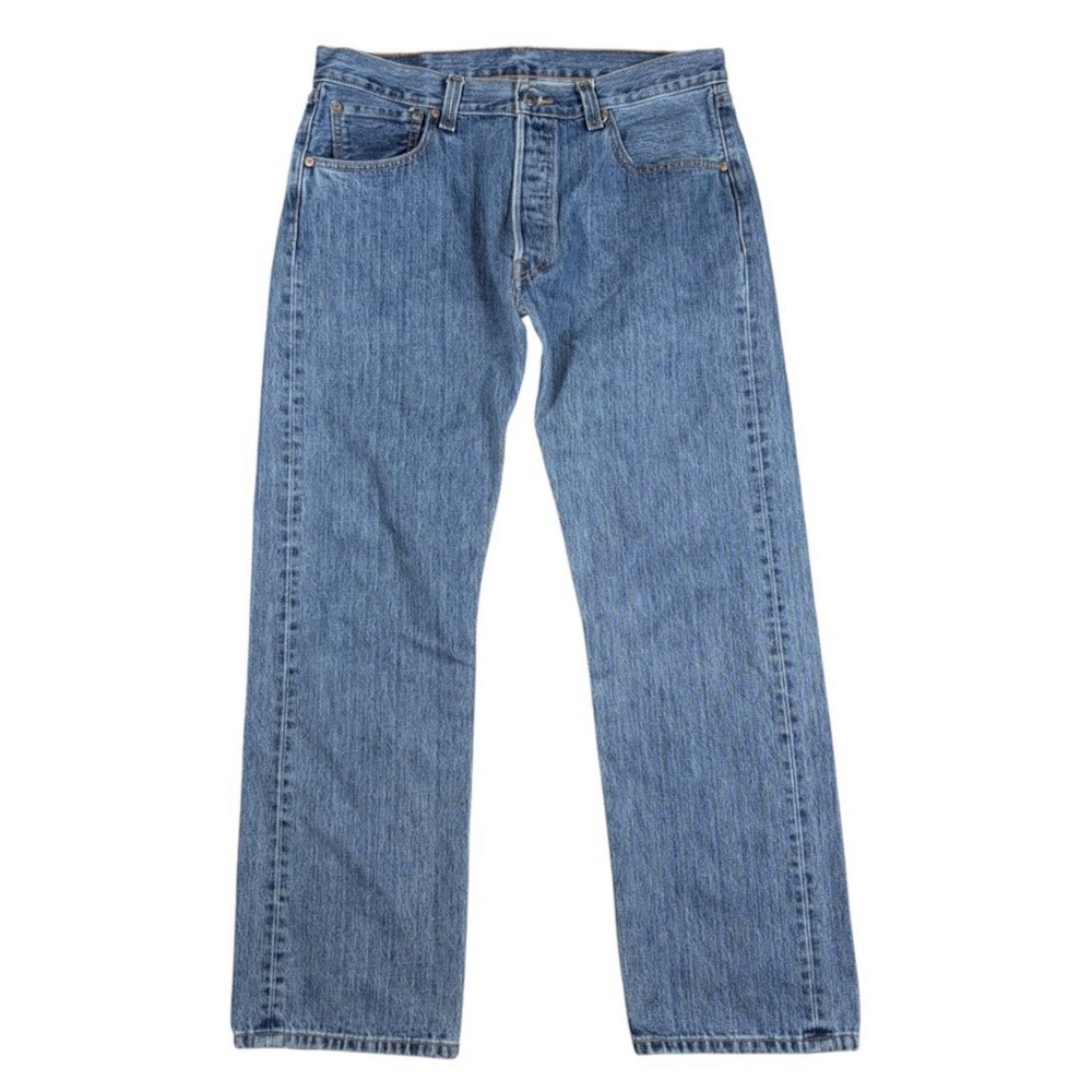Vintage Levi's 501 Jeans Button Fly Straight Leg Light Wash Denim 34x30 EUC